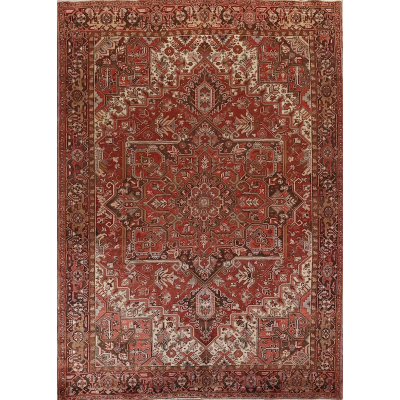 Vintage Traditional Geometric Persian Heriz Area Rug Wool Hand-knotted - 8'9" x 10'11"