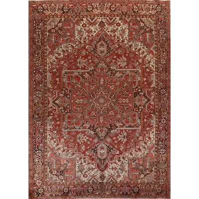 Vintage Traditional Geometric Persian Heriz Area Rug Wool Hand-knotted - 8'9" x 10'11"