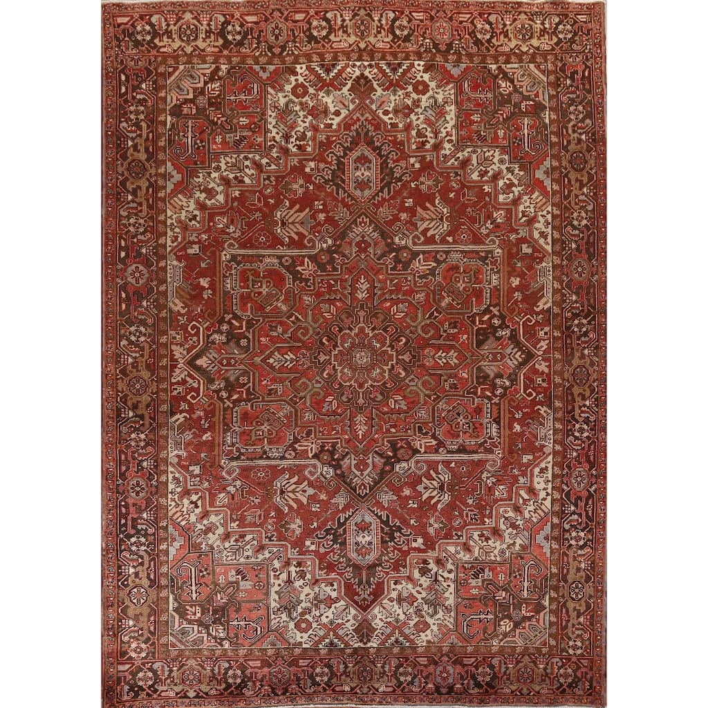 Vintage Traditional Geometric Persian Heriz Area Rug Wool Hand-knotted - 8'9" x 10'11"