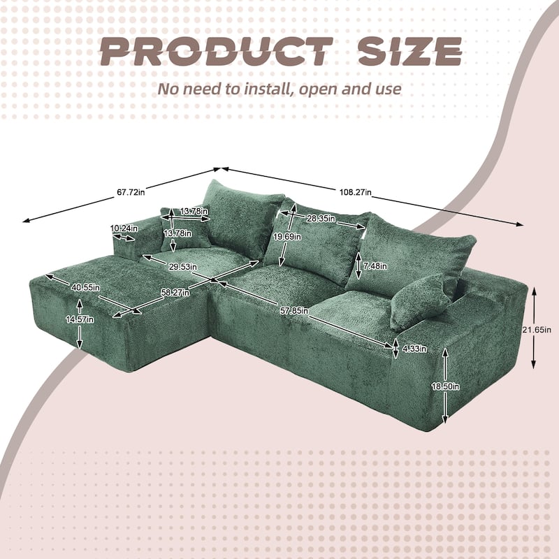 Stylish L-Shaped Sofa,Soft Fabric,Deep Seat and No Assembly