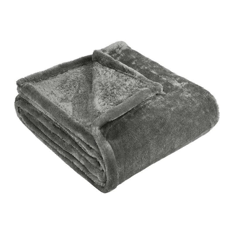 Superior Classic Solid Fleece Blanket Plush Medium Weight - Full/Queen - Charcoal