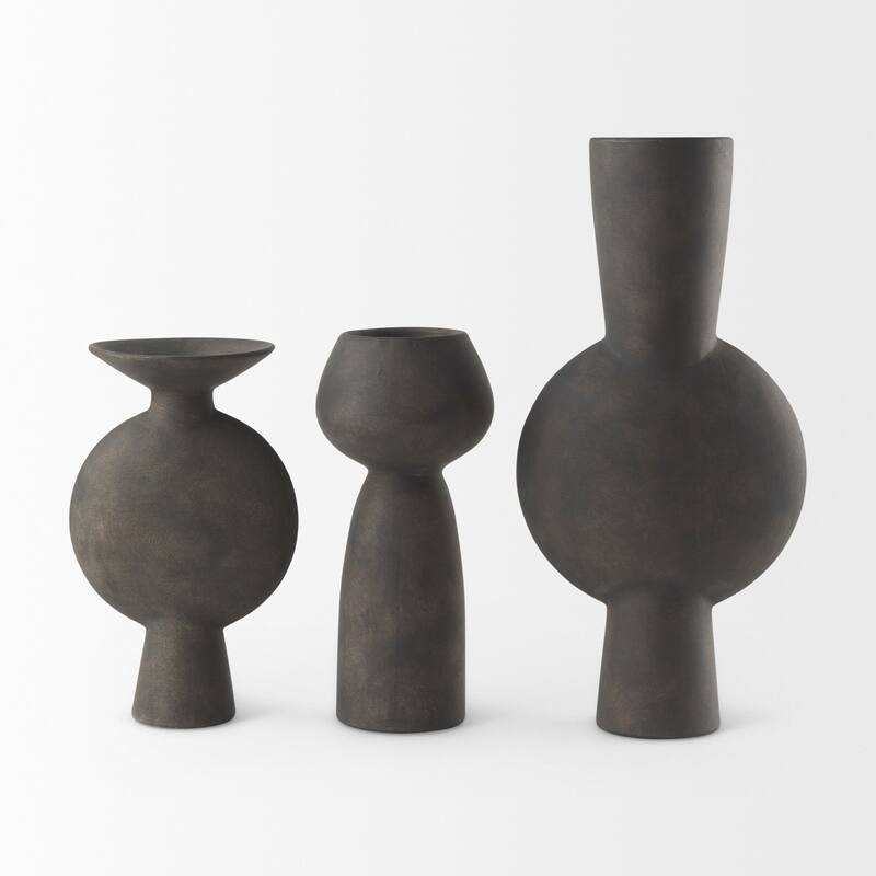 Kaz Earthy Brown Ceramic Vase (17") - 8.3L x 3.9W x 16.7H