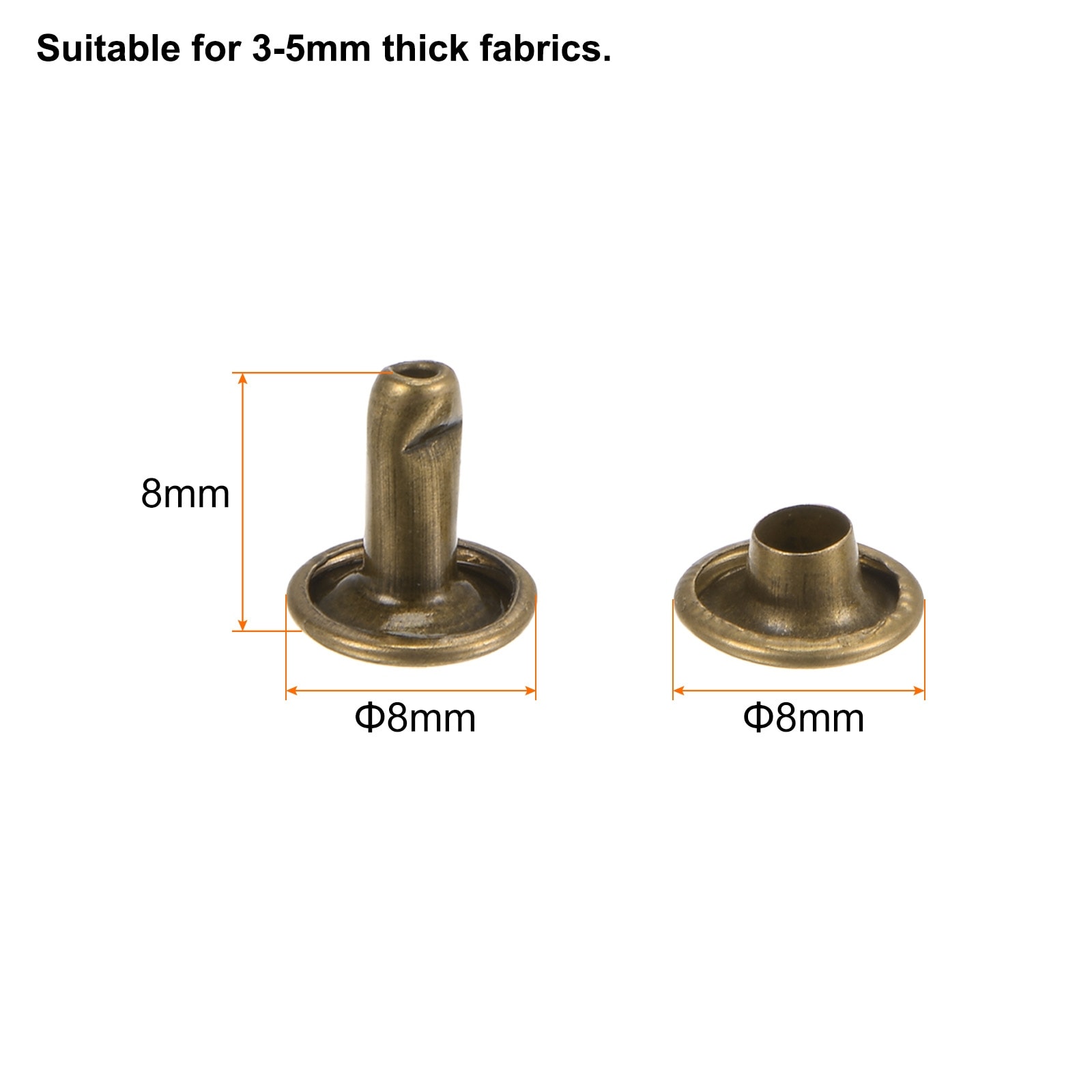 Leather Rivets Metal Double Cap Rivet Snaps Studs Fasteners Rivets for Repair, Decoration