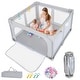 preview thumbnail 1 of 27, Honeyjoy Large Baby Playpen 50" x 50"/59" x 59" with Zipper Gate 50 Light Gray-50" x 50" - 50" x 50"