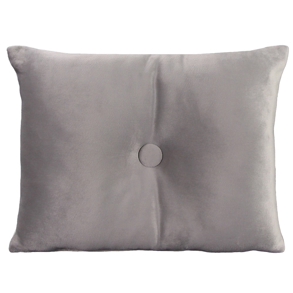 20" x 14" Solid Tufted Indoor Lumbar Throw Pillow with Button