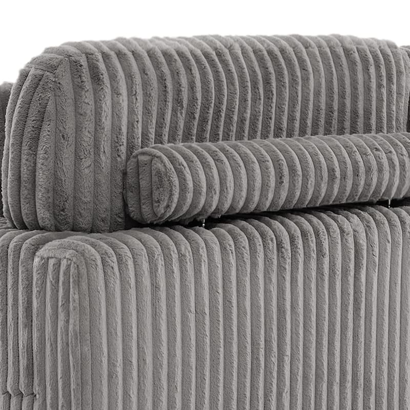 Anne 82" W Comfy Upholstered Plush Corduroy Modular Sectional Sofa