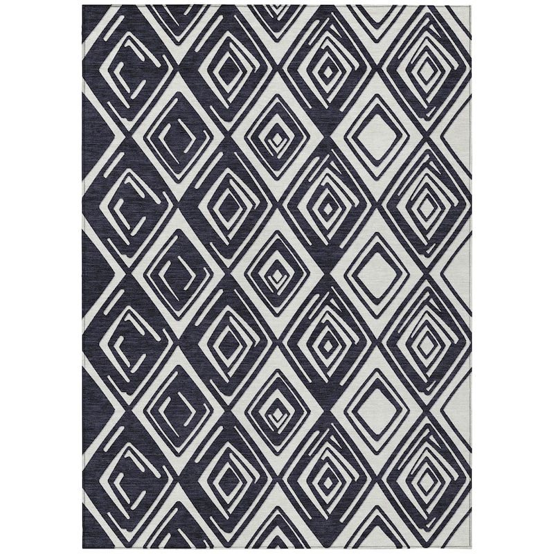 Machine Washable Indoor/ Outdoor Chantille Contemporary Diamonds Rug
