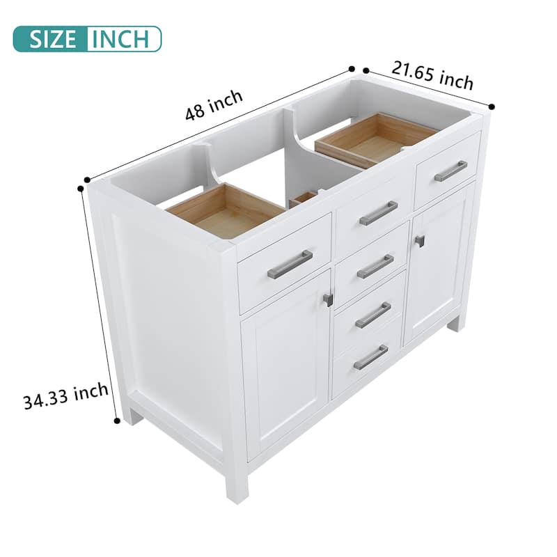 Nephelily 48" 60" 72" Uni-Vanity Bathroom Cabinet with Extra-Tall Drawer - 48 in. Base Only No Top