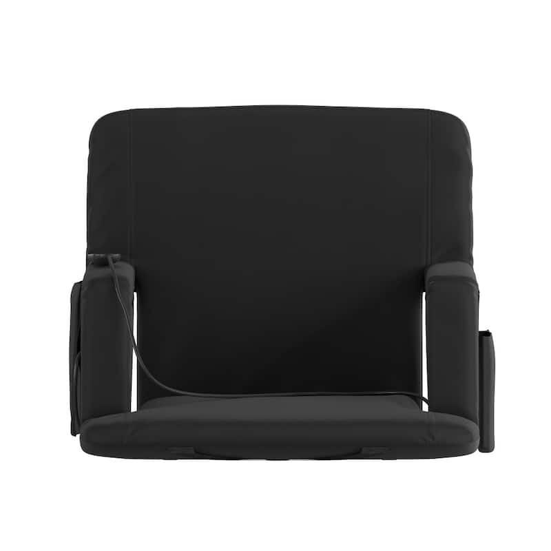 Foldable Reclining Stadium Chair with Backpack Straps and Heated Seat