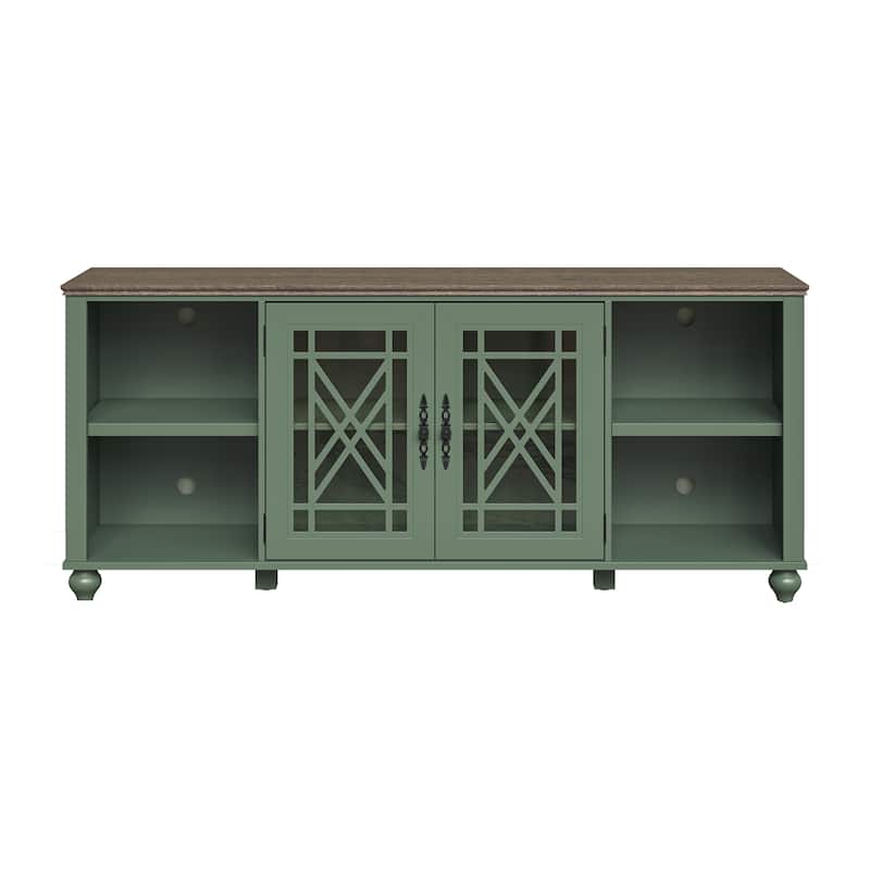 Vintage TV Stand with Carved Doors for Large Size TV