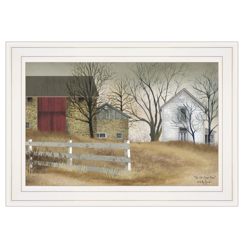 TrendyDecor4U Traditional "The Old Stone Barn" Framed Print Wall Art by Billy Jacobs