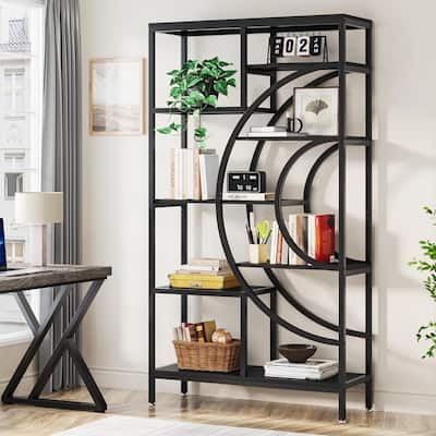 70.47 inches Geometric Bookcase, Industrial 8-Tiers Bookshelves