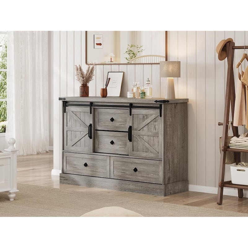 TV Stand with 4 Large Drawers & Bar Handles