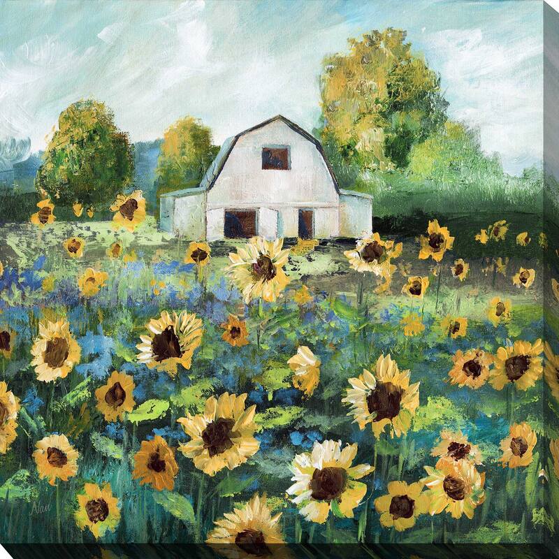 "Sunflower Barn" by Nan Print on Canvas