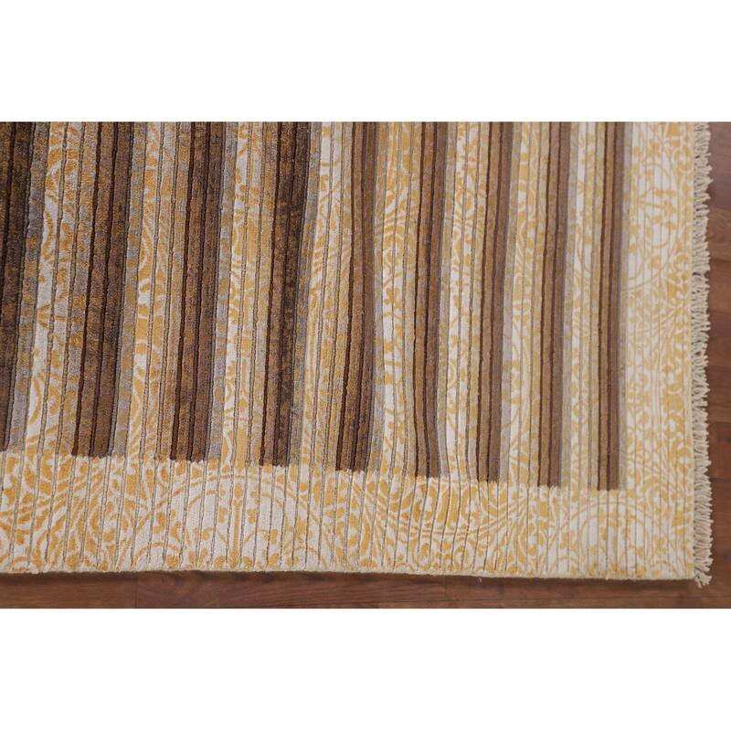 Yellow Modern Abstract Accent Rug Handmade Wool Carpet - 2'8"x 4'11"