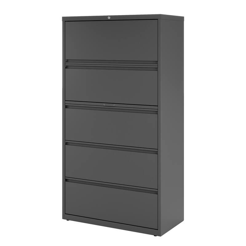 Hirsh 36-in Wide HL10000 Series 5 Drawer Lateral File Cabinet with Posting Shelf and Roll-Out Binder Storage, White
