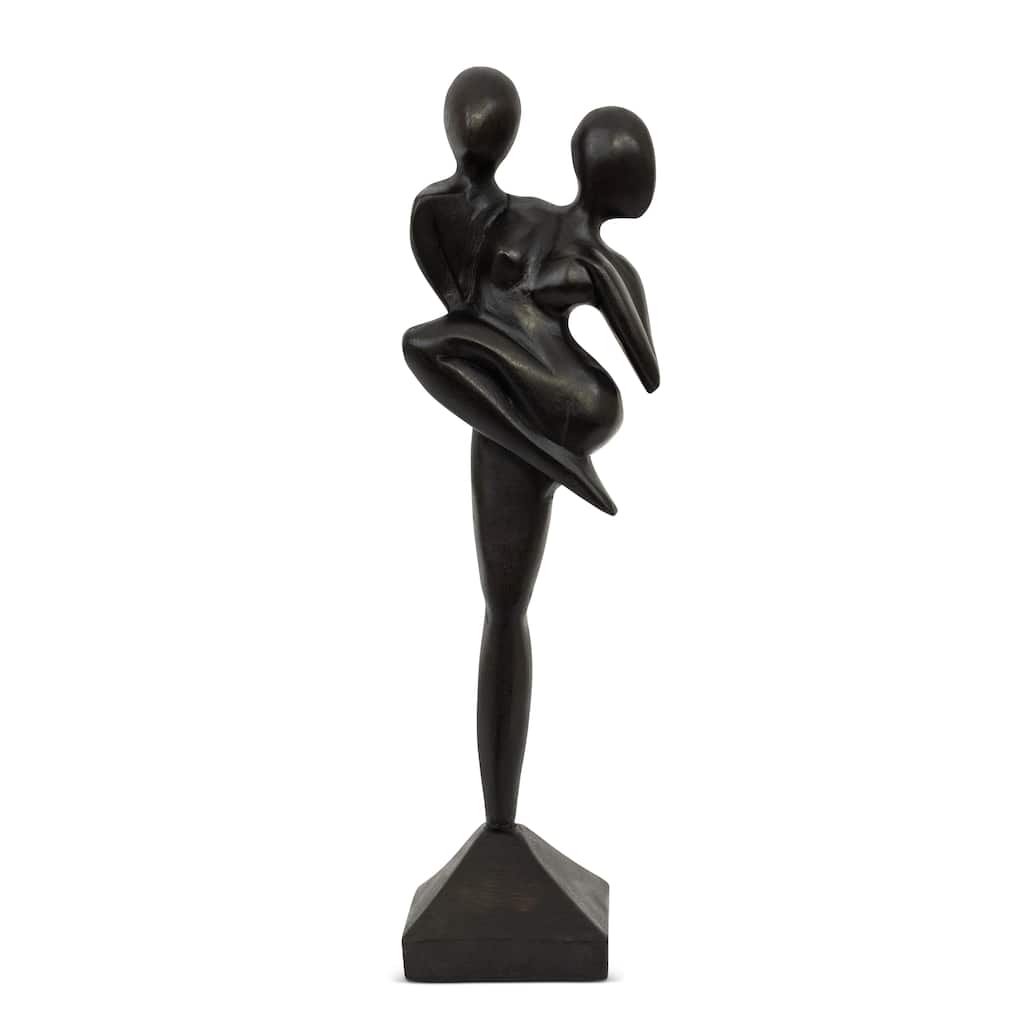 12" Wooden Handmade Abstract Sculpture Statue Handcrafted "Love and Union" Gift Home Decor Figurine Accent Artwork Hand Carved