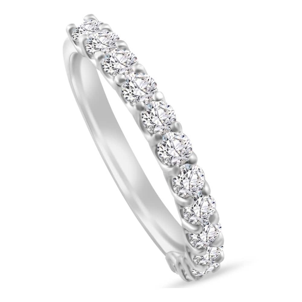 Bliss Diamond 1Ct TW Round Cut Diamond U Prong Wedding Ring Stackable Band Gold Lab Grown