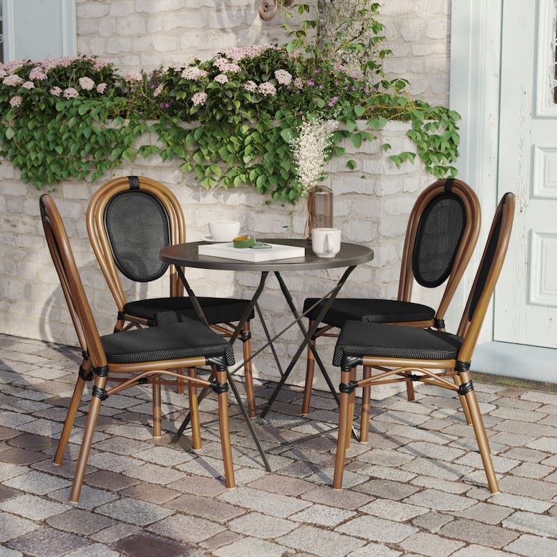 4 Pack All-Weather Commercial Paris Chairs with Metal Frames