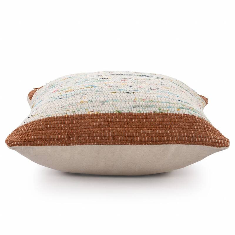 HomeRoots 20" X 20" Brown Orange And Off-White 100% Cotton Abstract Zippered Pillow