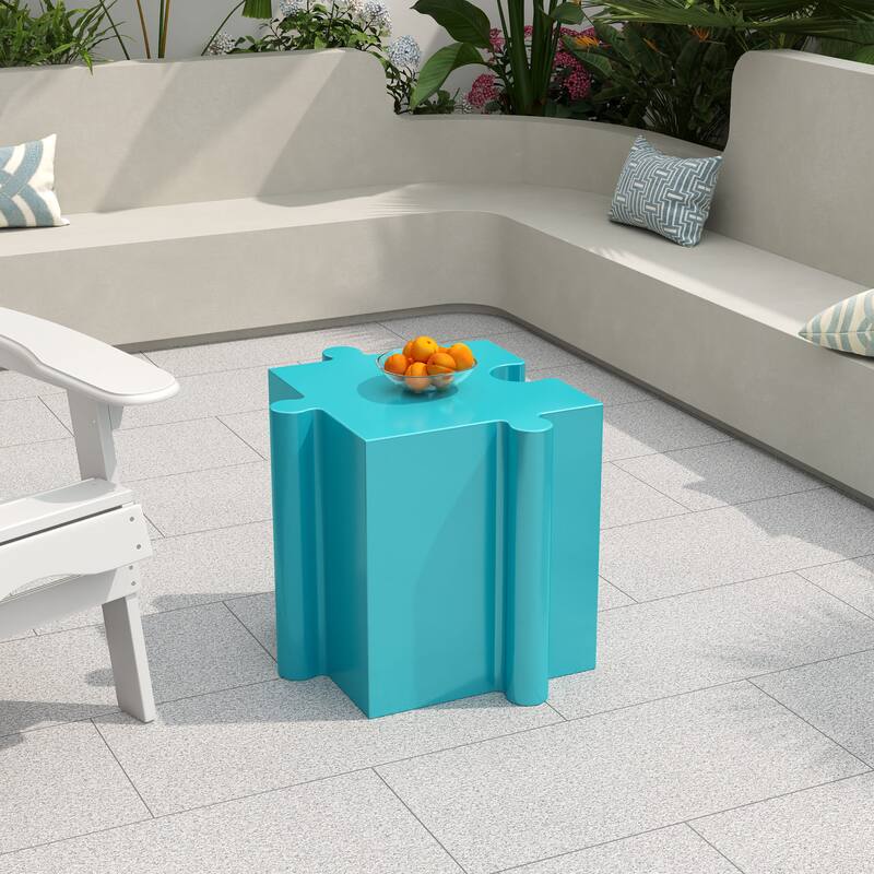 Christopher Knight Home - Sandy Puzzle Art Modern Outdoor Side Table with Modular Convex Edge Design