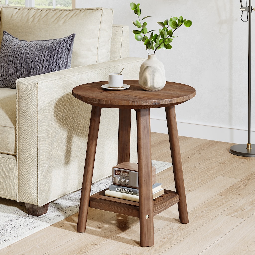 Solid Wood Round Side Table