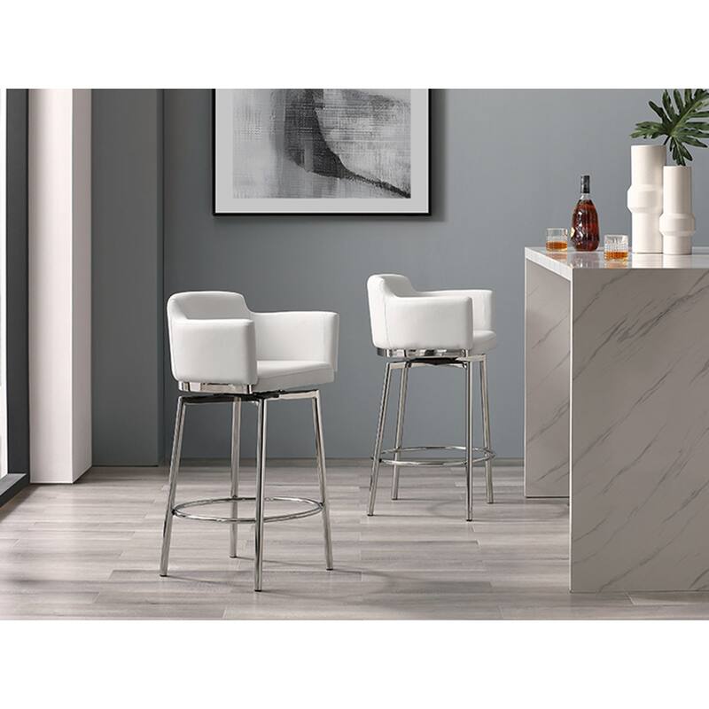 Suzzie Counter 180 Swivel Arm Bar Stool in Taupe Pu-Leather