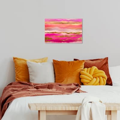 Wynwood Studio Canvas Abstract Her Own Right Pink and Metallic Gold Modern & Contemporary Wall Art Canvas Print