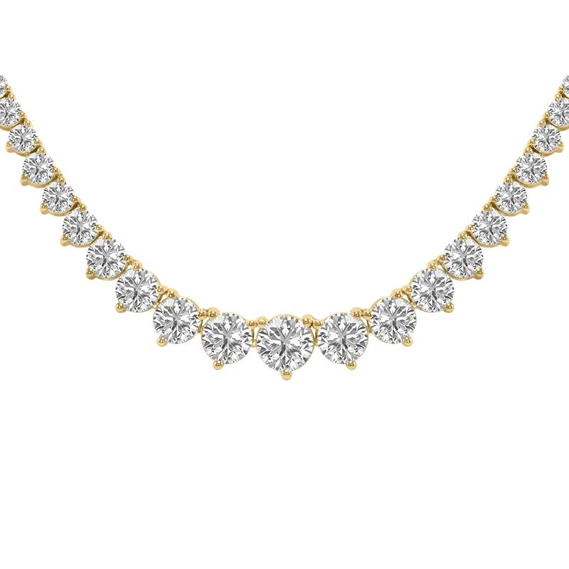 Marquee 10 Carat TW Graduated Lab Grown Diamond Tennis Necklace in 14K Yellow Gold