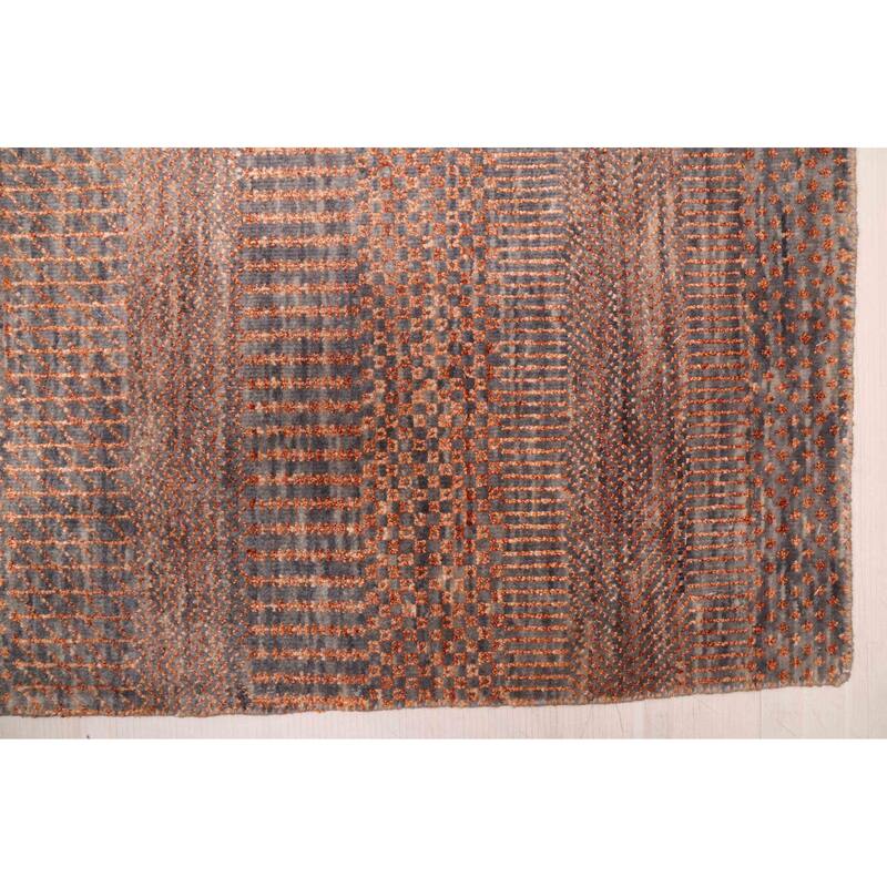 ECARPETGALLERY Hand-knotted Finest Silk Shadow Copper Silk, Wool Rug - 2'7 x 12'2