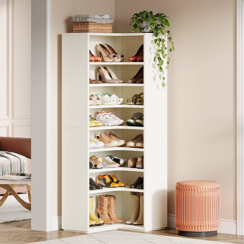 Corner Shoe Cabinet for 40-45 Pairs, 9-Tier Tall Shoe Storage Rack