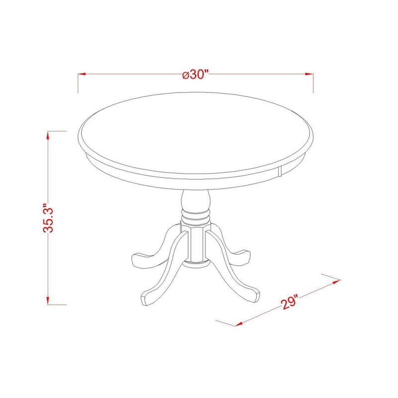 East West Furniture 3 Piece Dining Table Set- a Round Dining Table and 2 Wood Seat Chairs, Mahogany