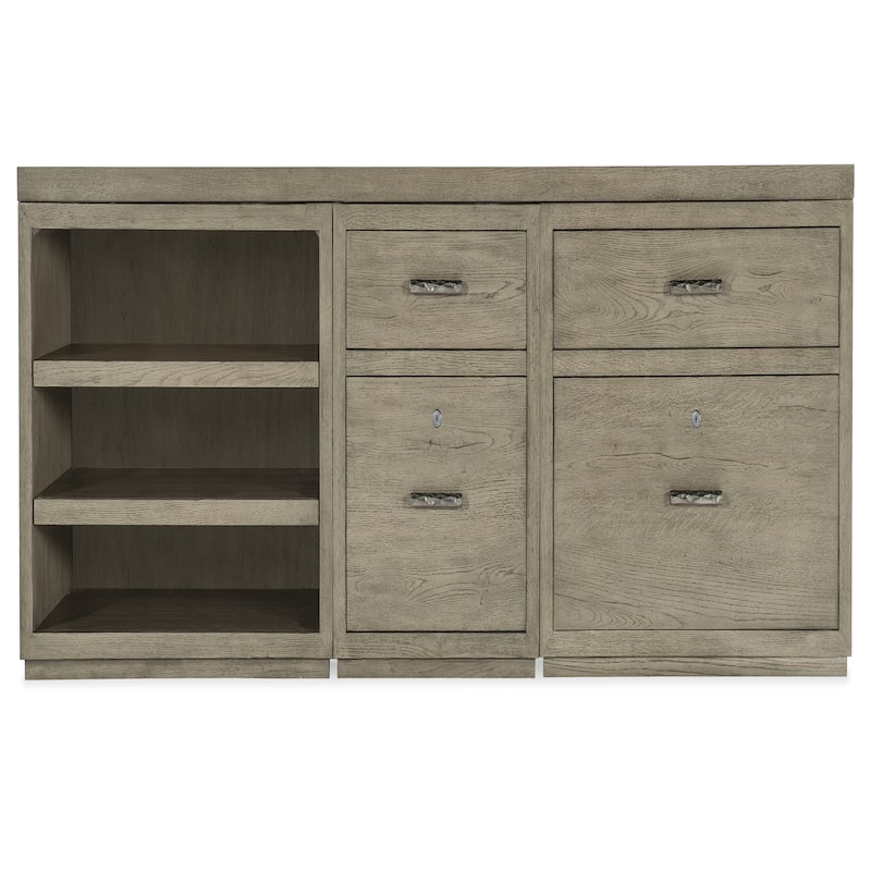 Linville Falls 96" Credenza with File, Lateral File and Open Desk Cabinet - 96"W x 30"H x 24"D