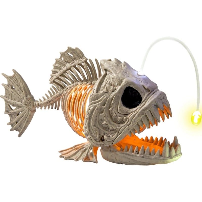Joyfy Grey Halloween Fish Skeleton with LED Eye made of Plastic