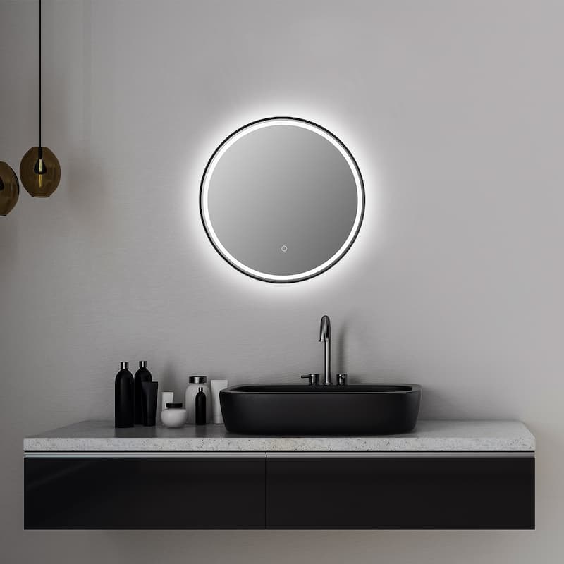 Altair Palme Round Framed Bathroom LED Lighted Wall Mirror