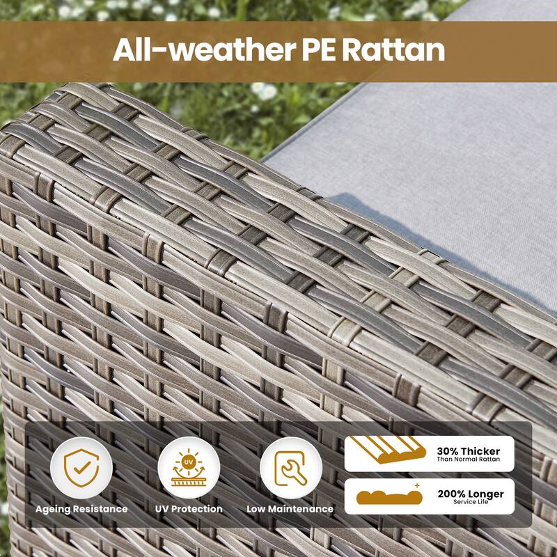 XIZZI Patio Wicker Furniture Conversation Set with Swivel Chairs