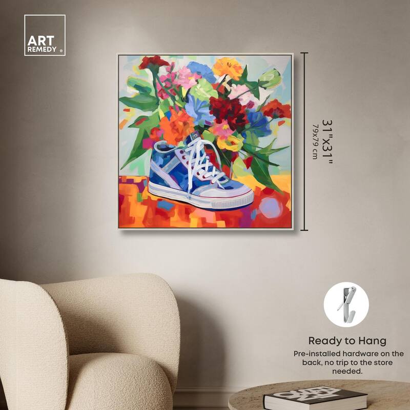 Colorful Sneaker Bouquet Canvas by Art Remedy