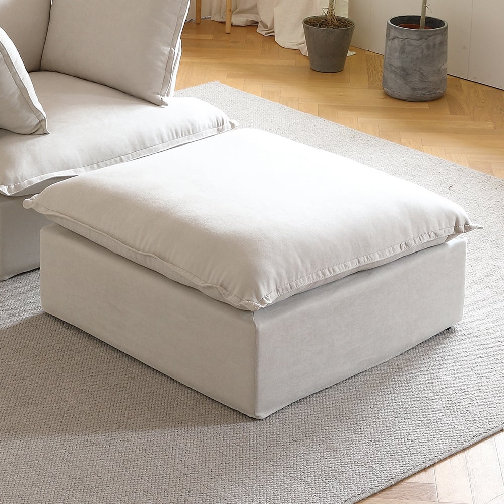 Modern Linen Upholstered Ottoman