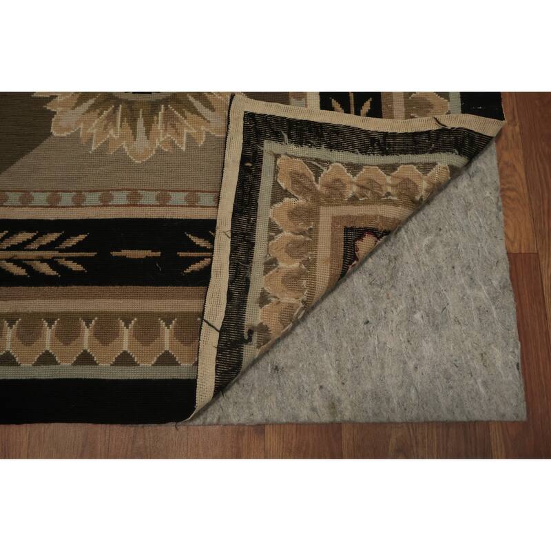 Hand Knotted Oriental 100% Wool Carpet Traditional Floral Brown Tapestries Area Rug - 9' 7'' X 7' 11''