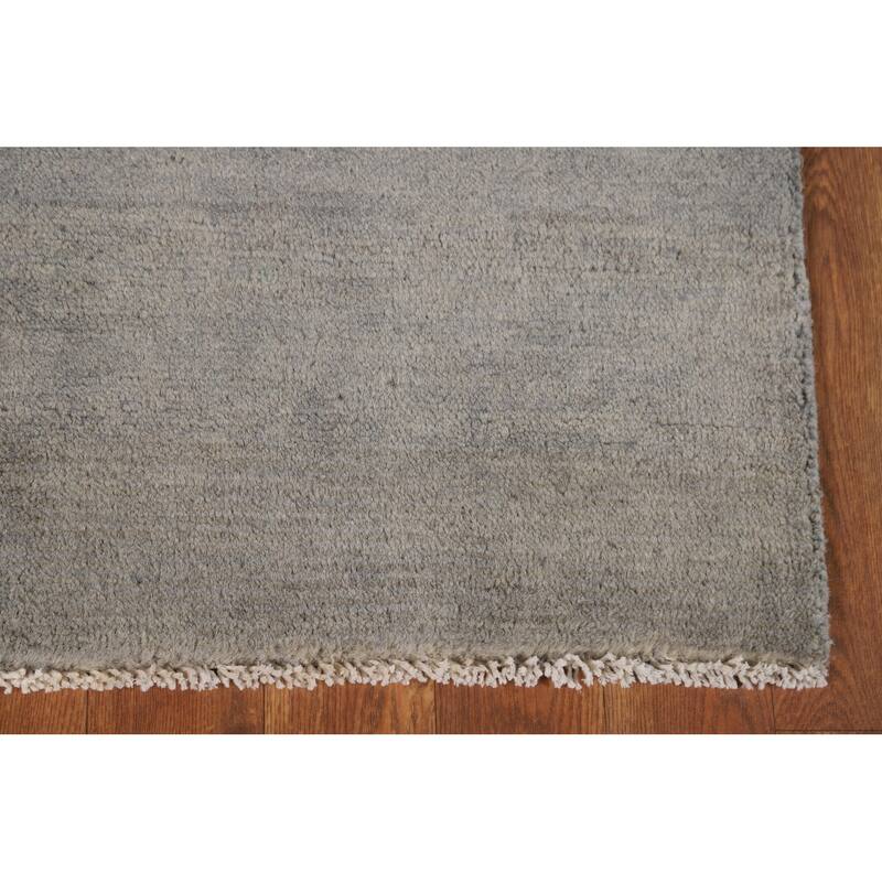 Gray Gabbeh Modern Foyer Rug Hand-Knotted Wool Carpet - 2'8"x 3'11"