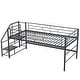 preview thumbnail 13 of 32, Simple & Space-saving Design Mid Metal Loft Bed with Storage stairs, Twin Size