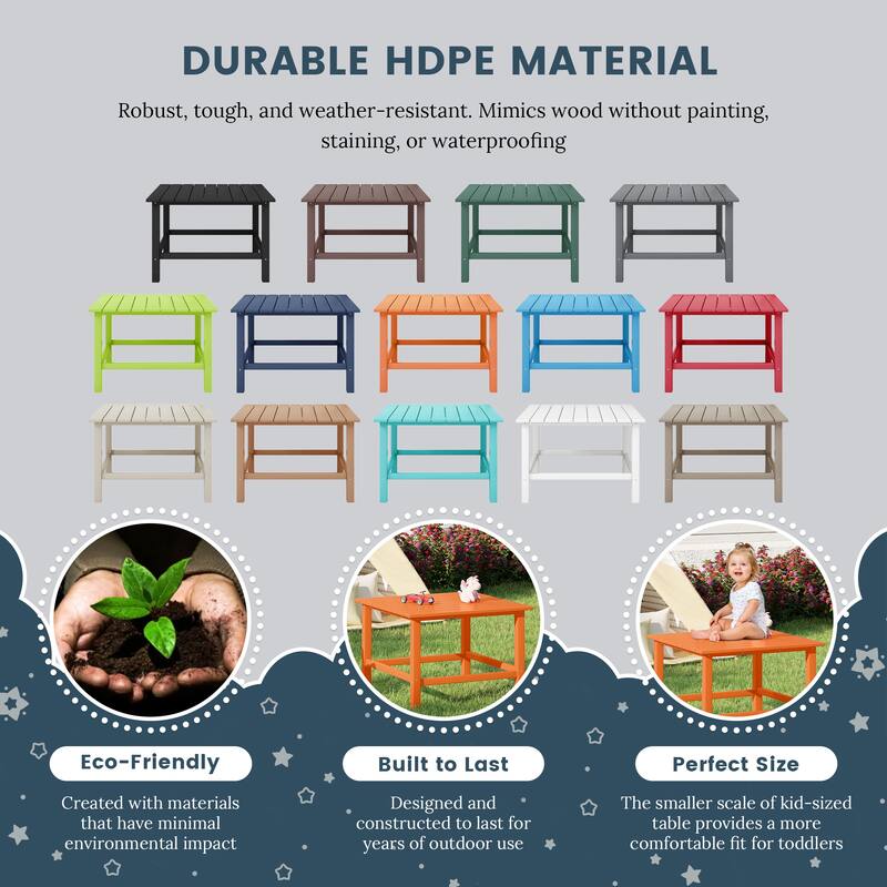Polytrends Laguna Kids Outdoor 31" Square Poly Dining Table