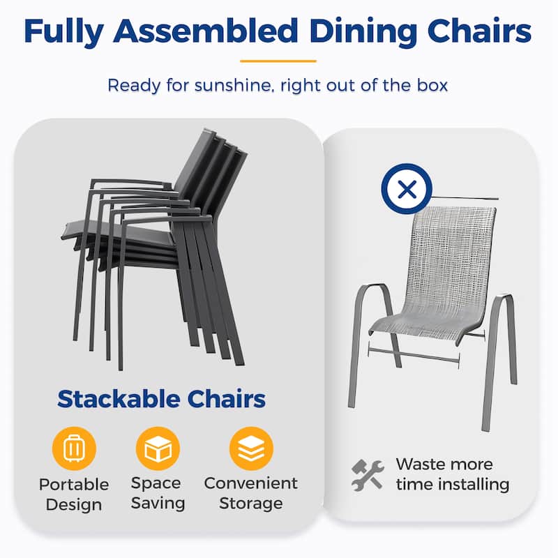 Stacking Aluminum Patio Dining Armchair (Set of 4)