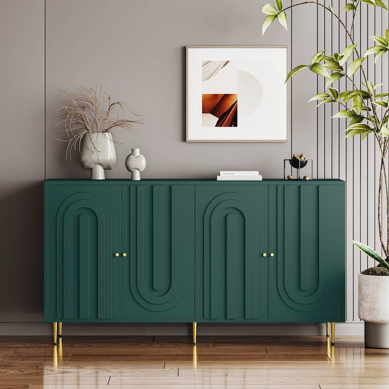 Modern Lacquered 4 Door Wooden Cabinet Sideboard Buffet Server Cabinet Storage Cabinet