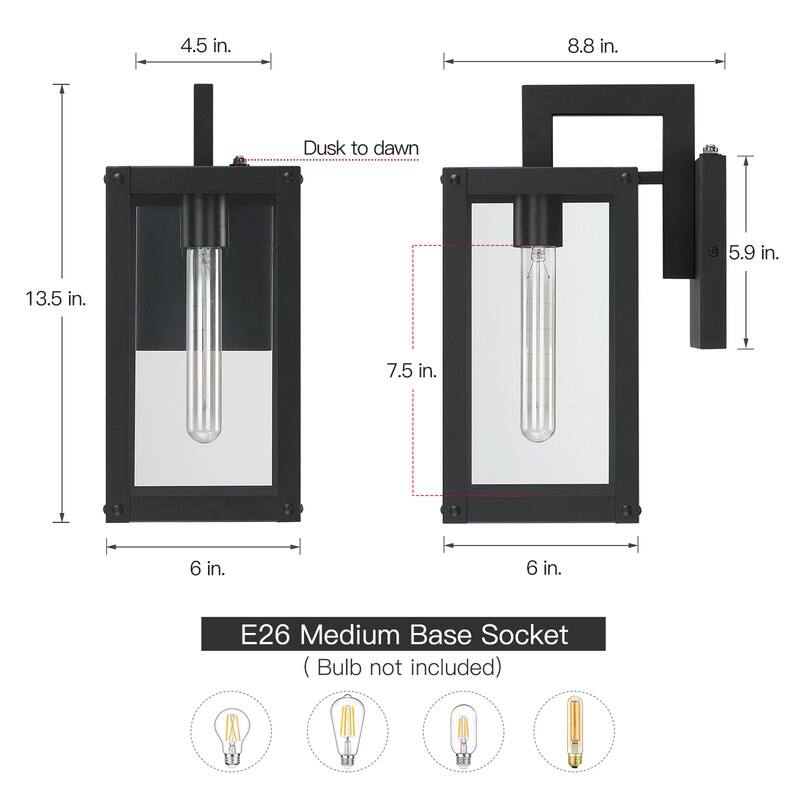 Dusk to Dawn Outdoor Wall Lantern Light - 13.5 in. H