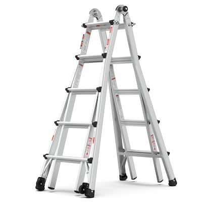 22 FT Aluminum Multi-Position Ladder with Wheels