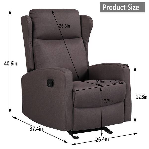 Manuel Rocking Chair Antique Brown Manual Rocking Recliner Chair with Adjustable Positions ...