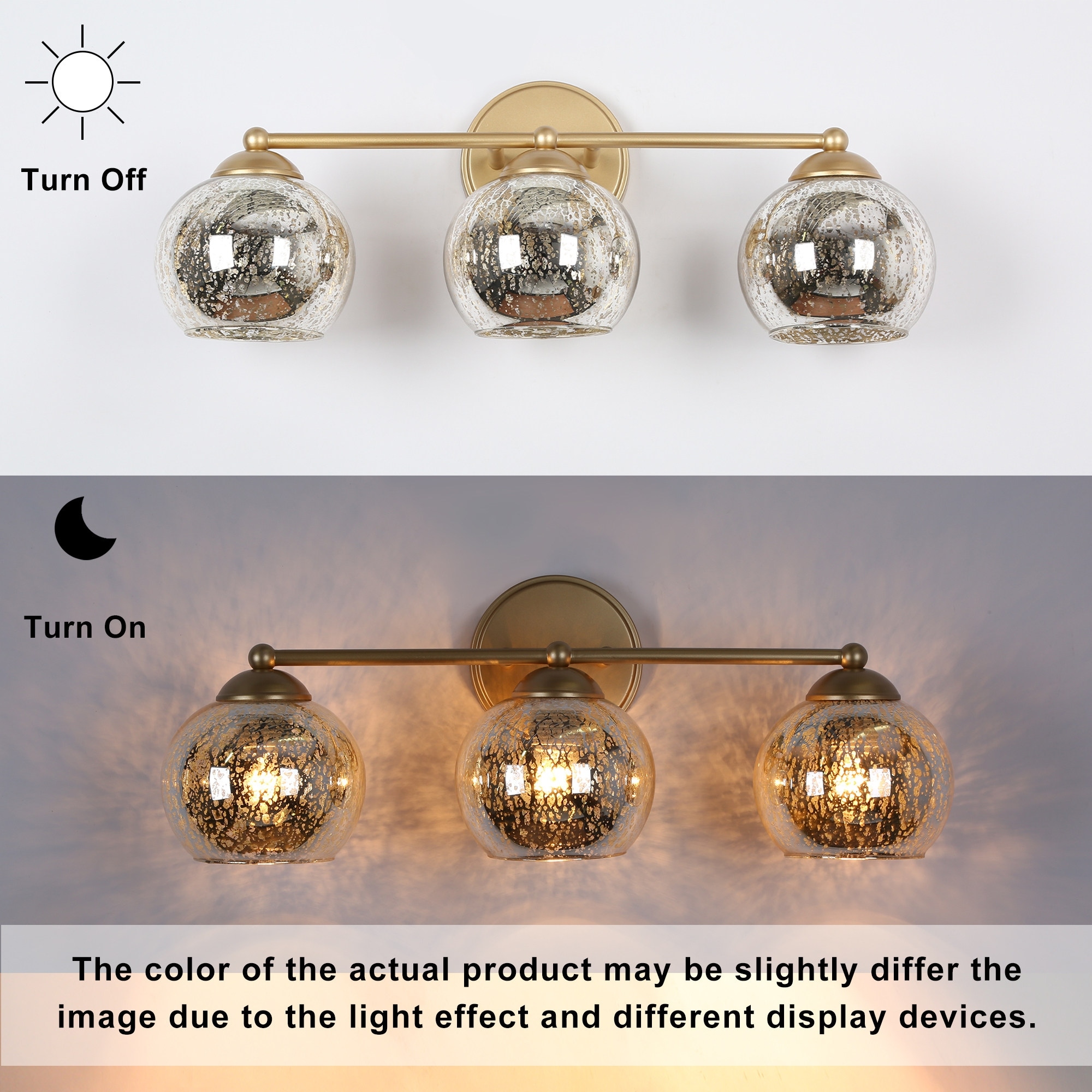 Mercury glass bathroom vanity outlet light