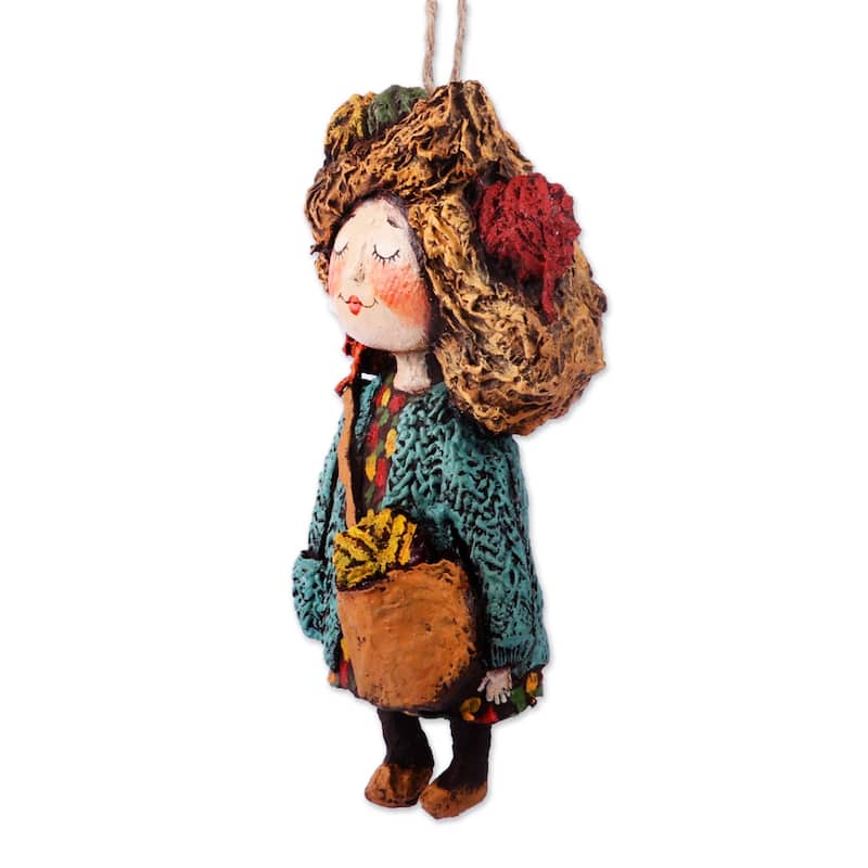 Novica Handmade Dreamy Yarns Papier Mache Ornament