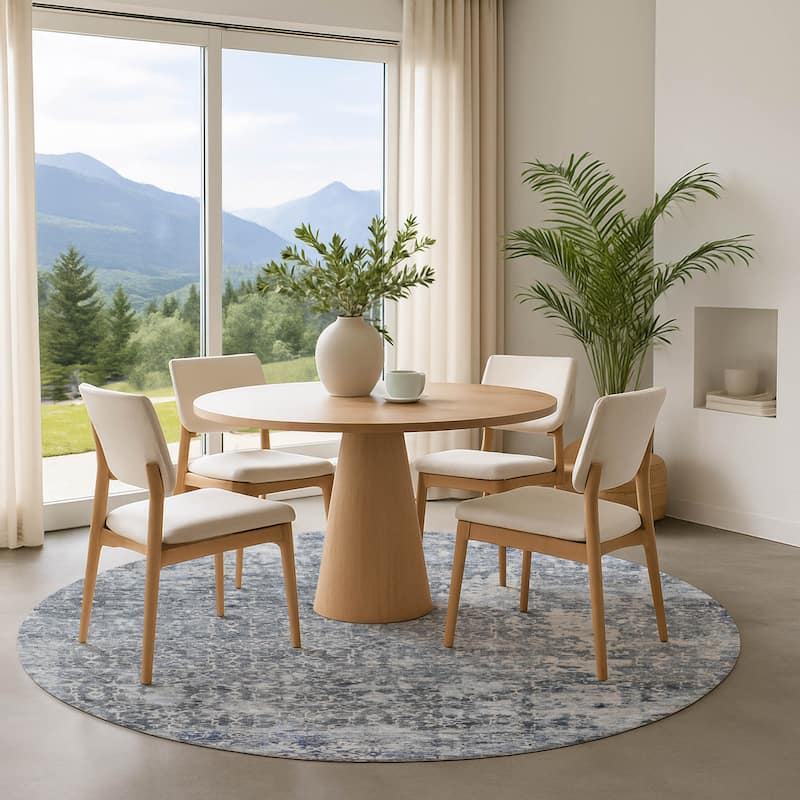 Premium Washable Super Soft Traditional Vintage Mayfield Rug - Denim - 8' x 8'